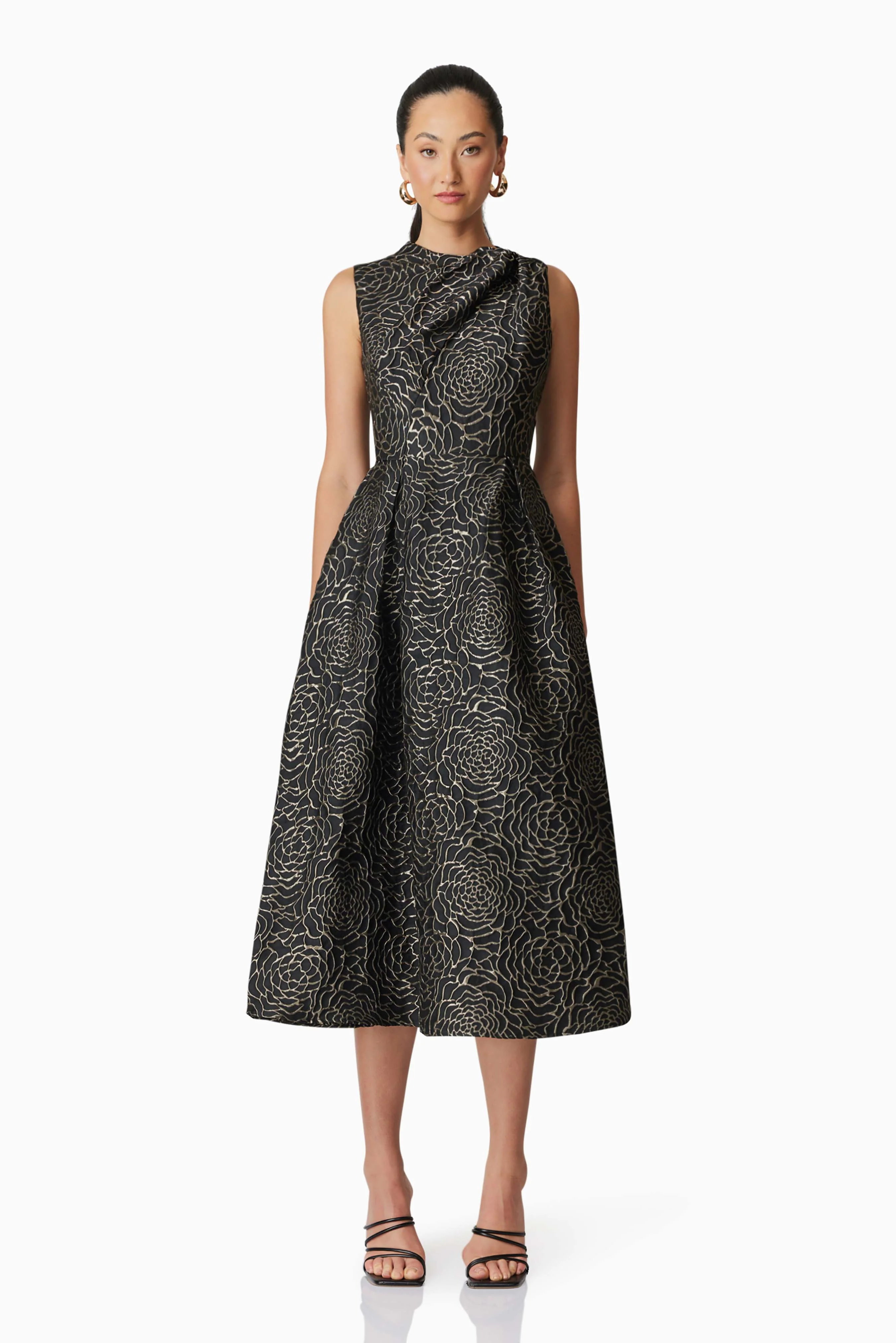 Elliatt Deanna Midi Dress - Black/Gold