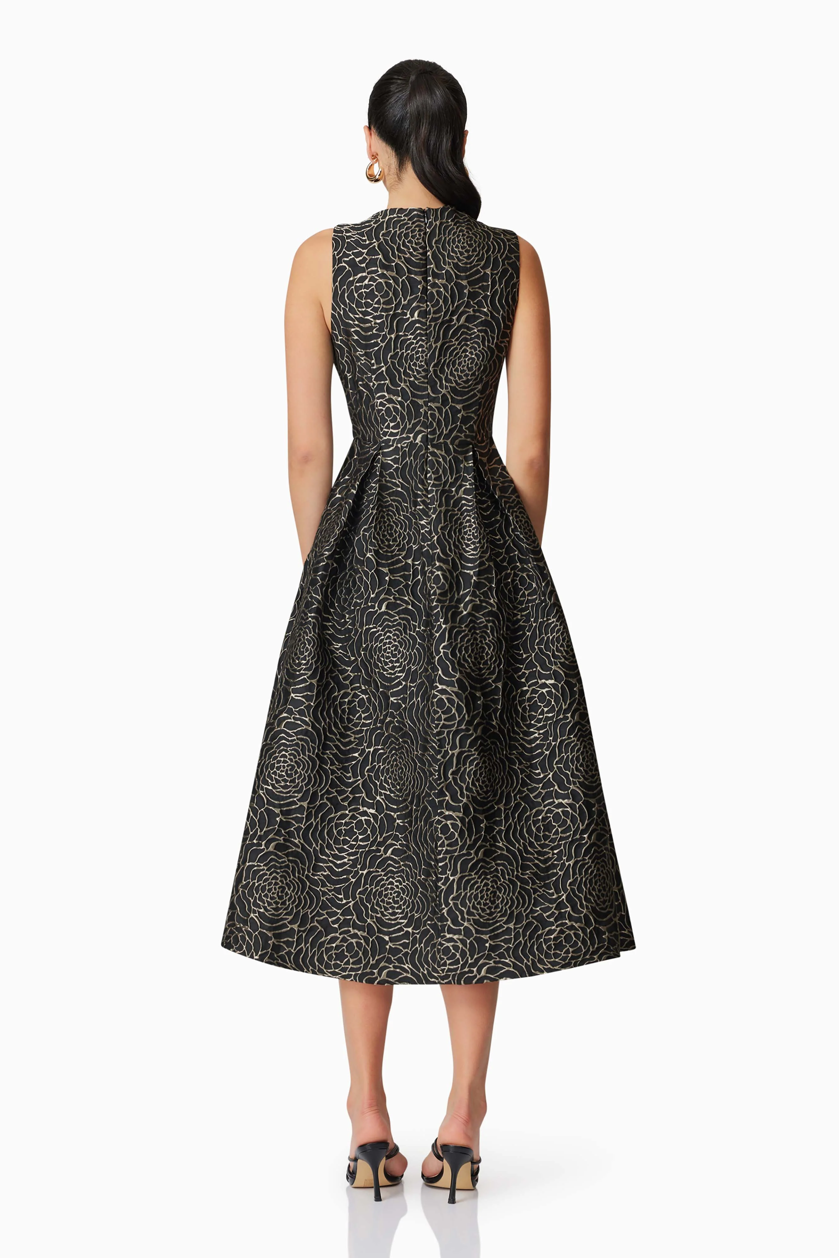 Elliatt Deanna Midi Dress - Black/Gold - Image 5