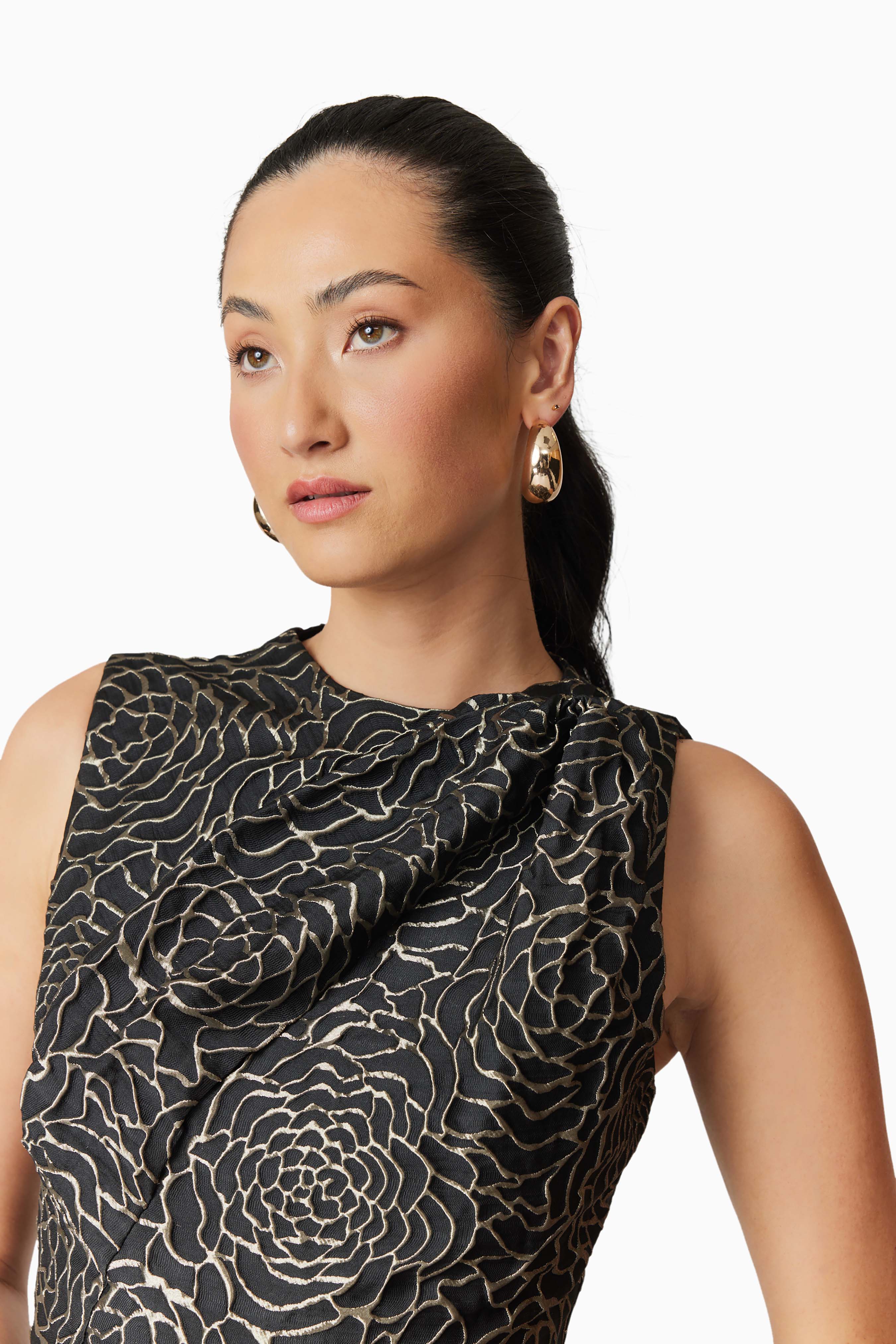 Elliatt Deanna Midi Dress - Black/Gold - Image 6