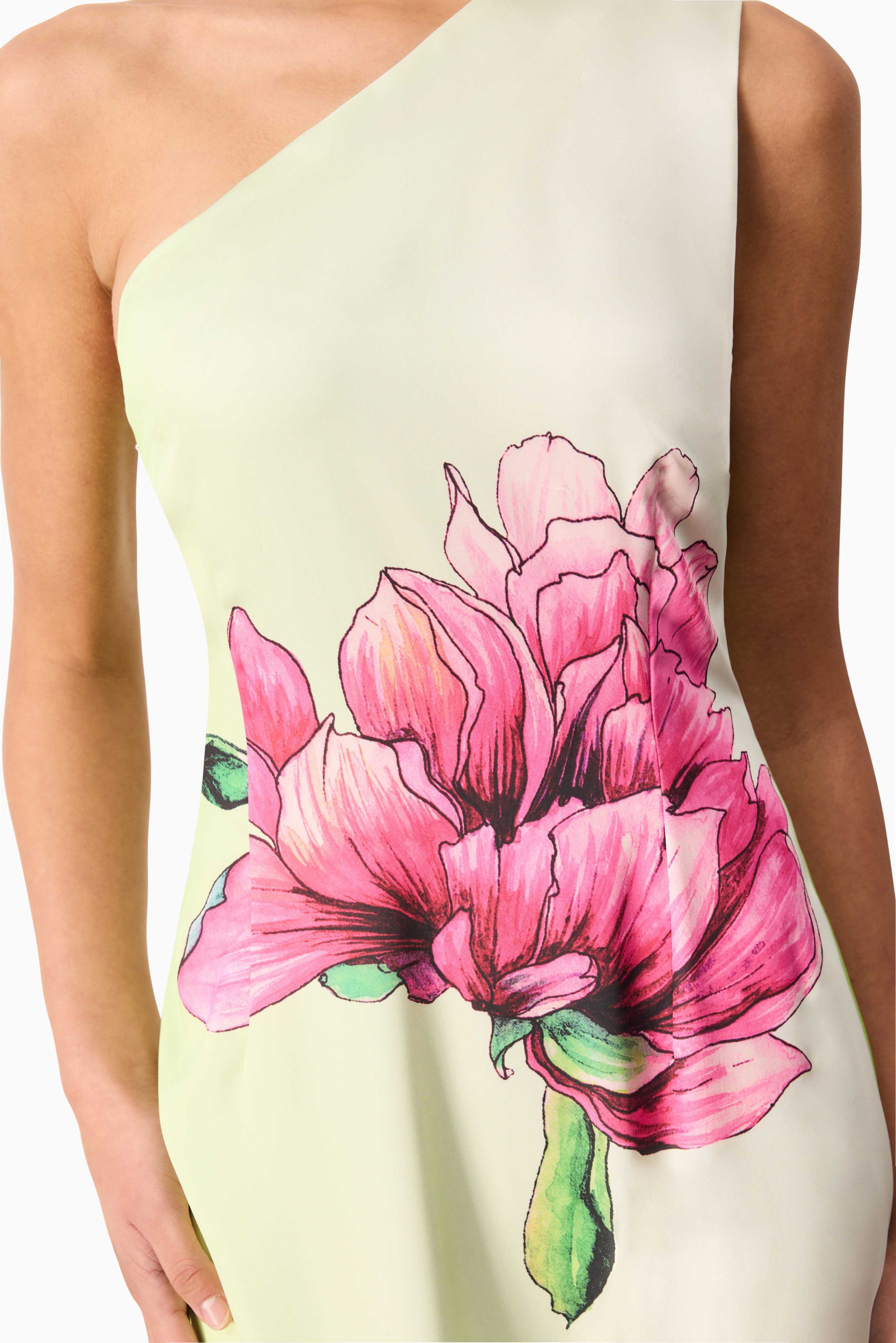Elliatt Elisia One Shoulder Gown - Green Floral - Image 4
