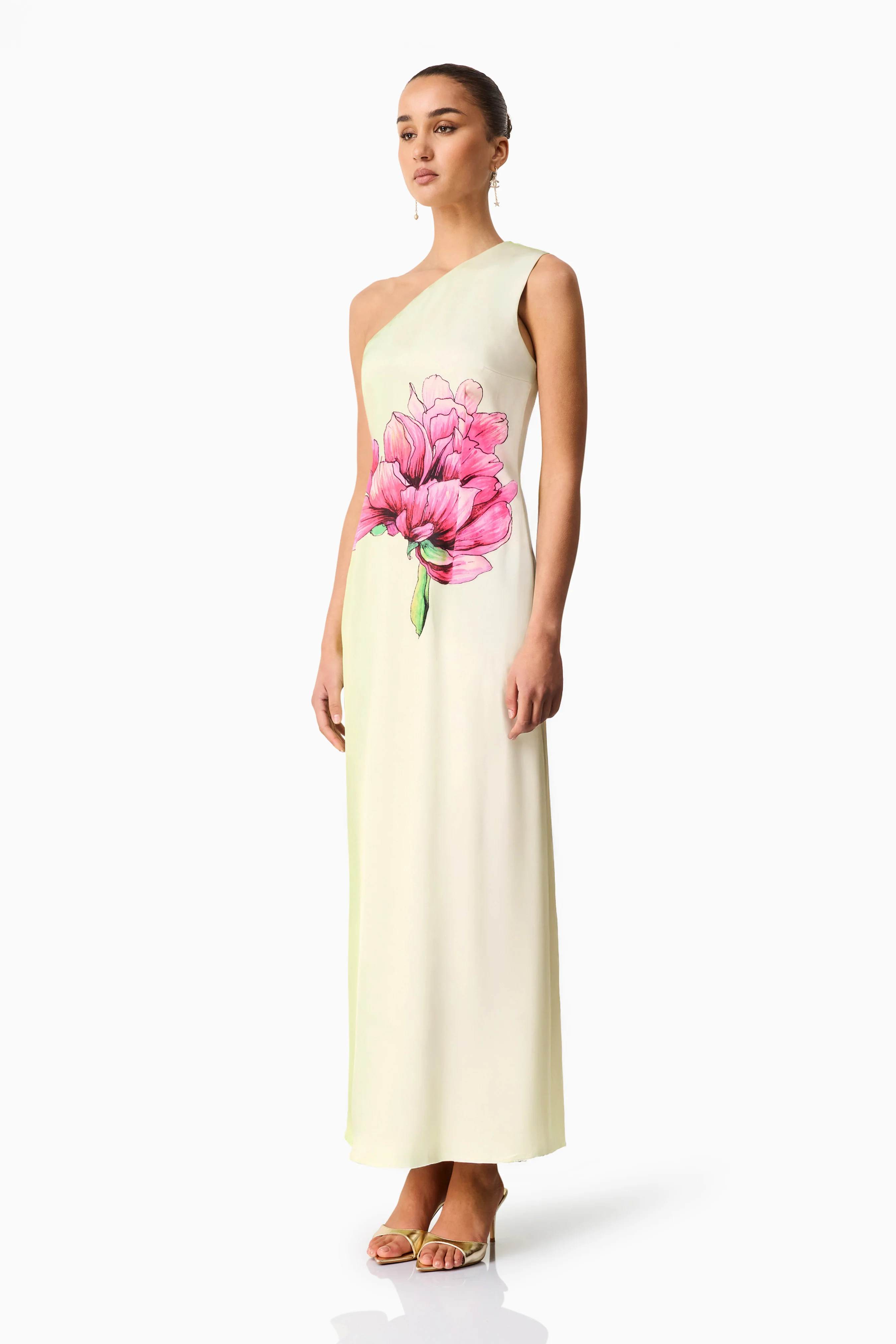 Elliatt Elisia One Shoulder Gown - Green Floral - Image 6