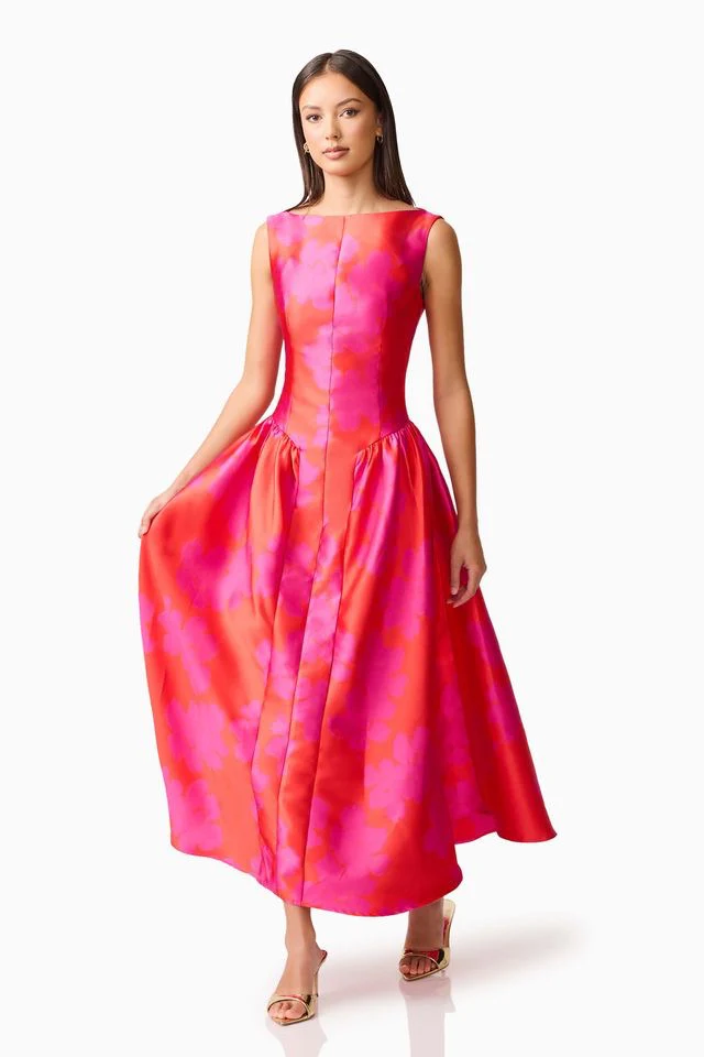Elliatt Eloise Midi Dress - Red Fuchsia - Image 2