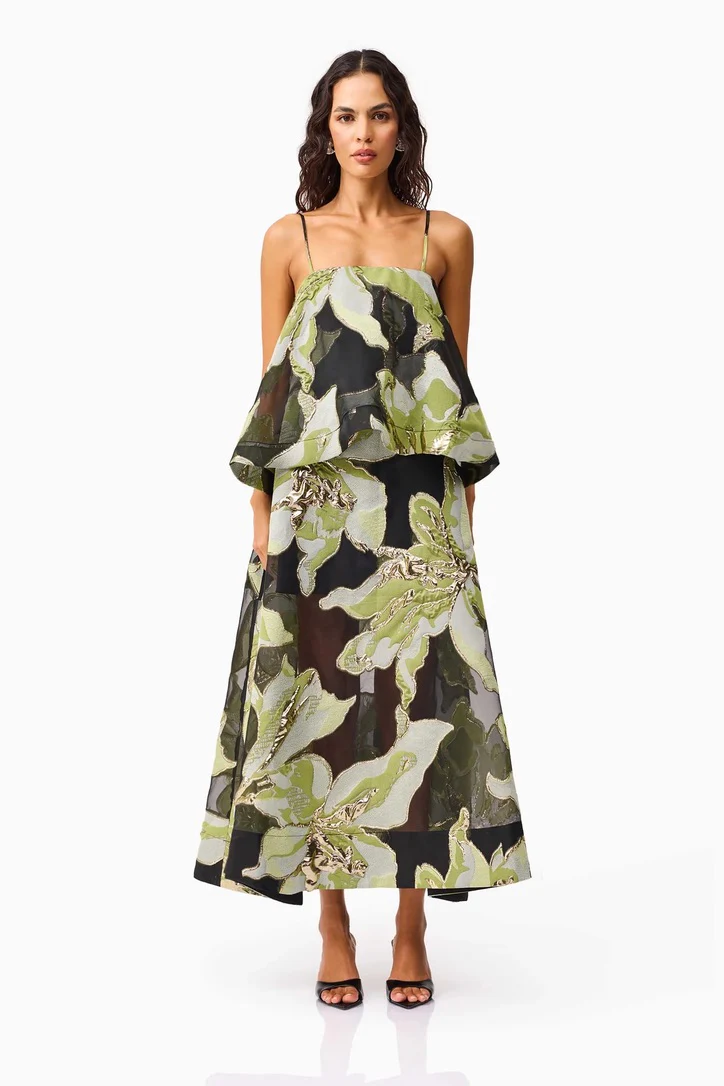 Elliatt Elysia Gown - Black & Green Floral