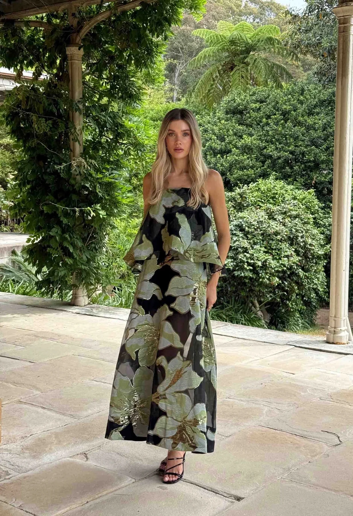 Elliatt Elysia Gown - Black & Green Floral - Image 2