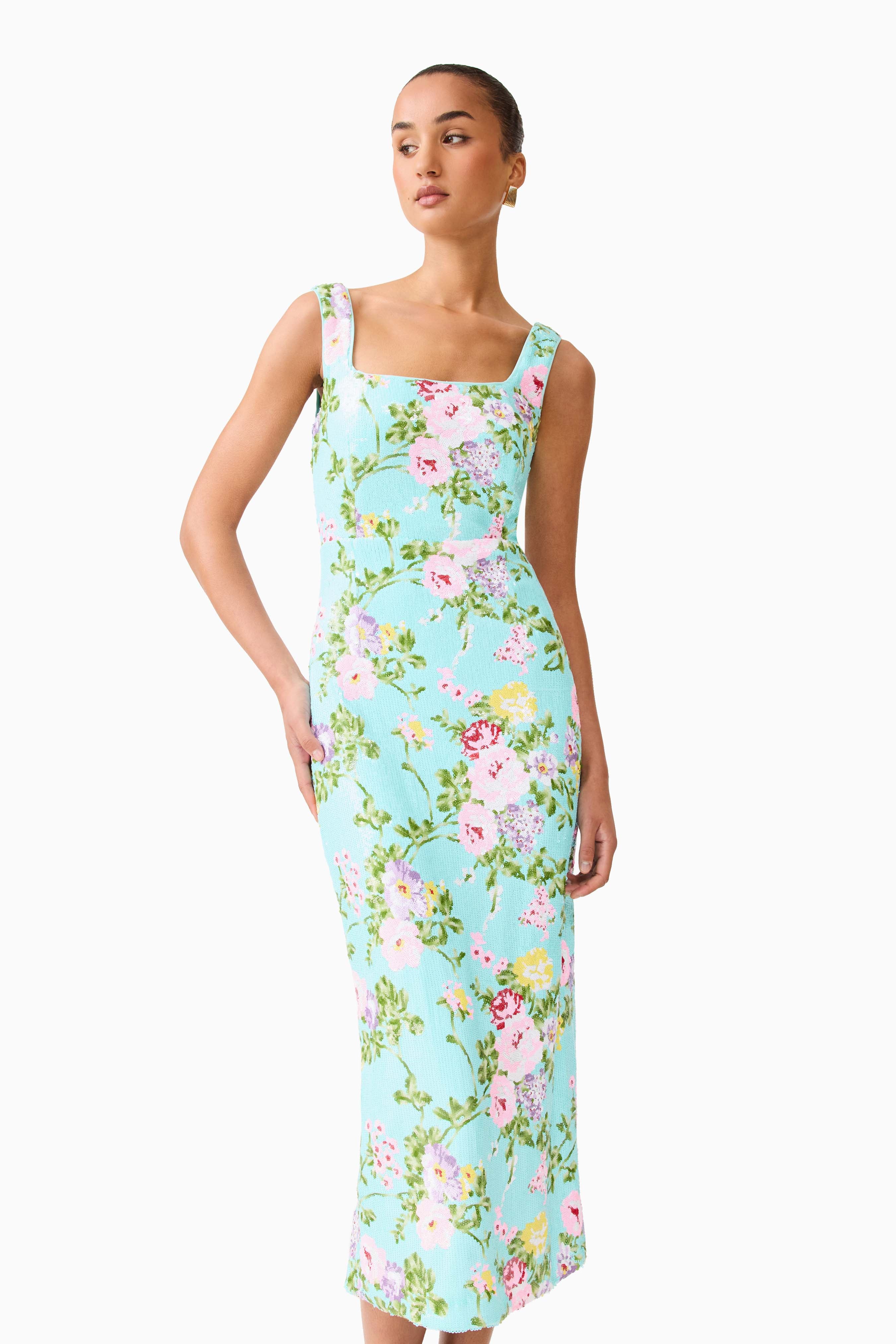 Elliatt Emmeline Square Neck Midi Dress - Mint Green - Image 2