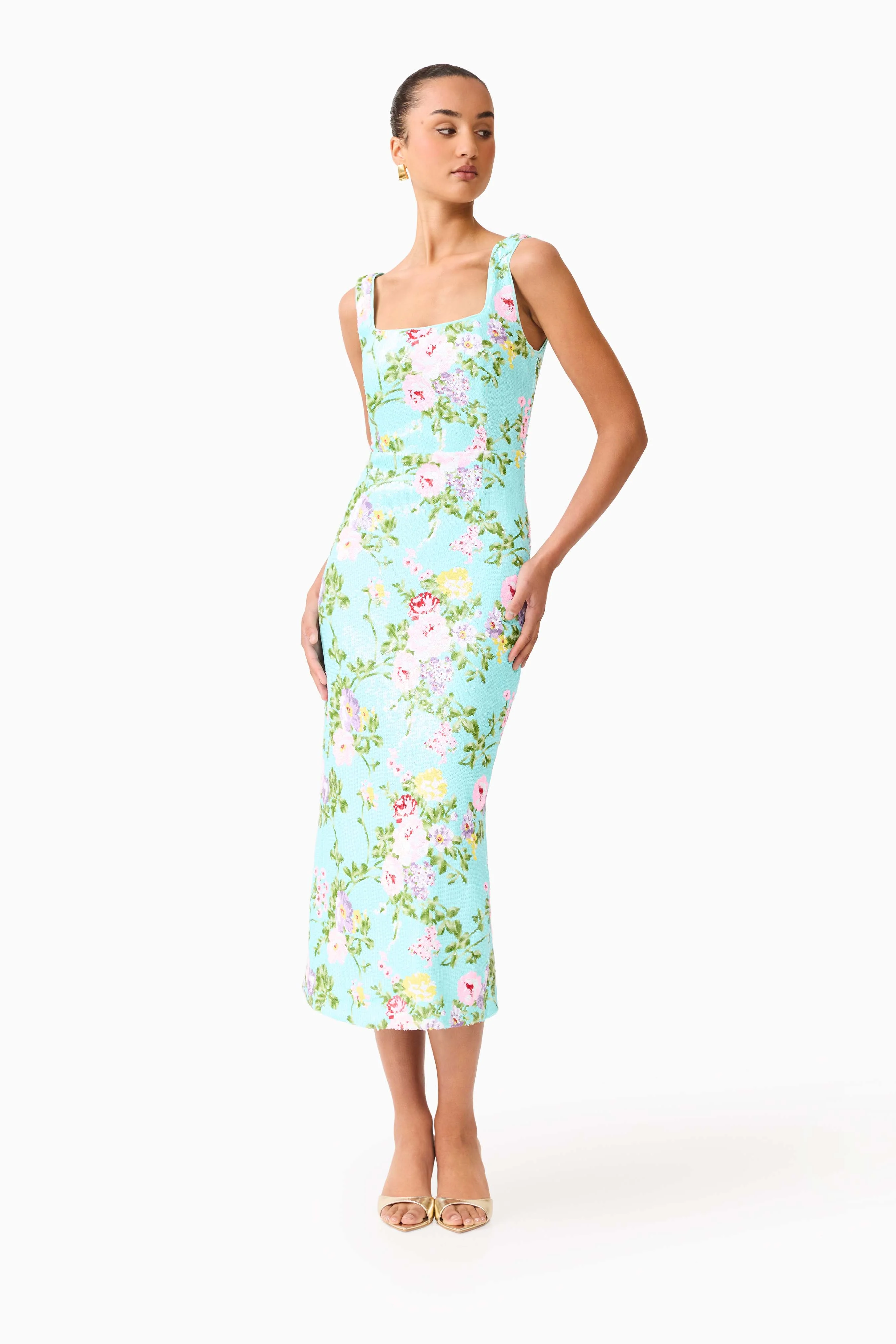 Elliatt Emmeline Square Neck Midi Dress - Mint Green - Image 3