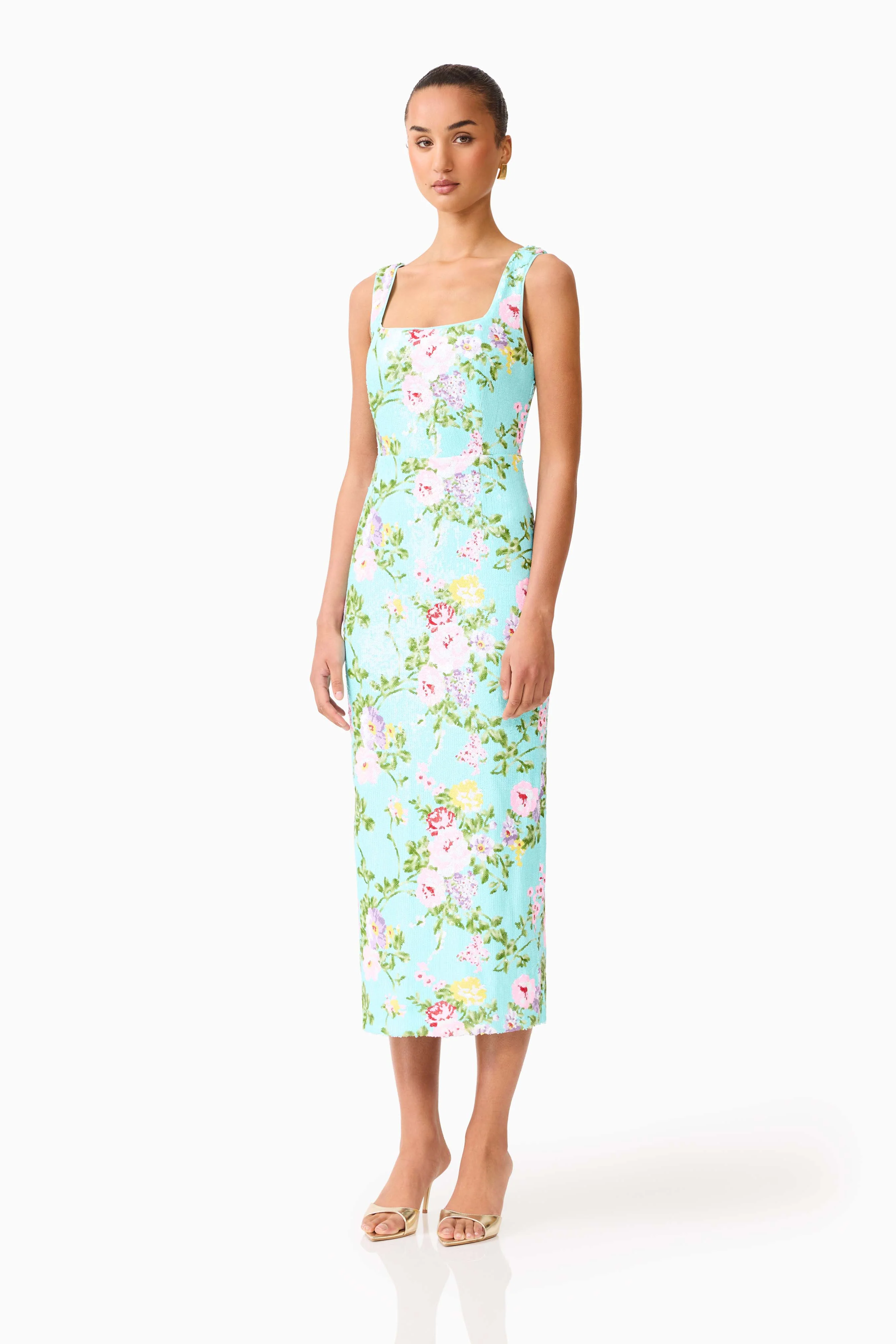 Elliatt Emmeline Square Neck Midi Dress - Mint Green - Image 5