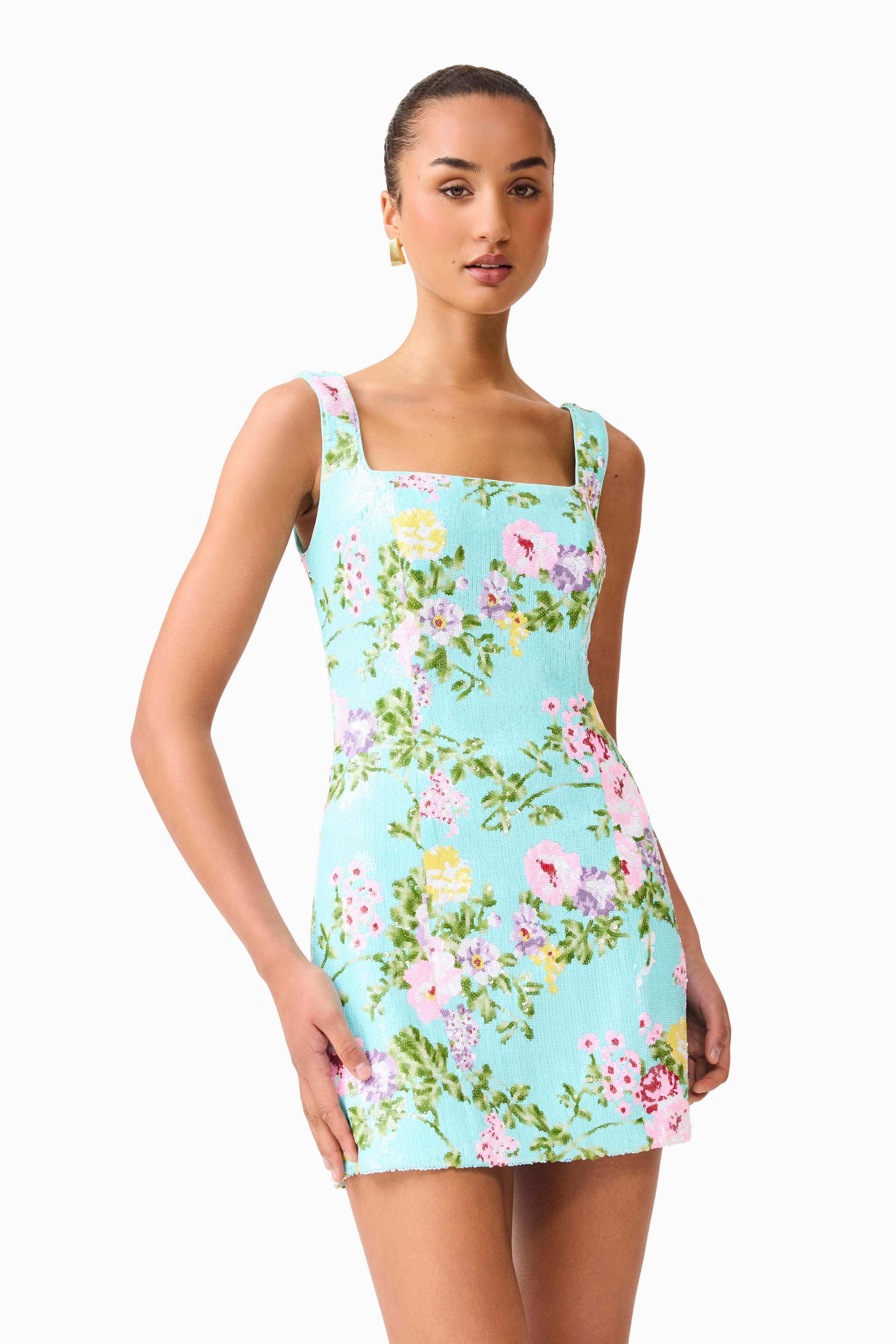 Elliatt Emmeline Square Neck Mini Dress - Mint Green - Image 2