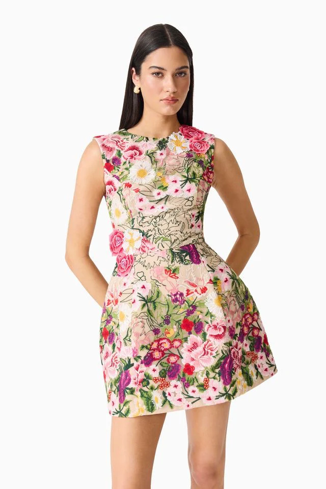 Elliatt Flora Mini Dress - Nude Multi Floral - Image 6