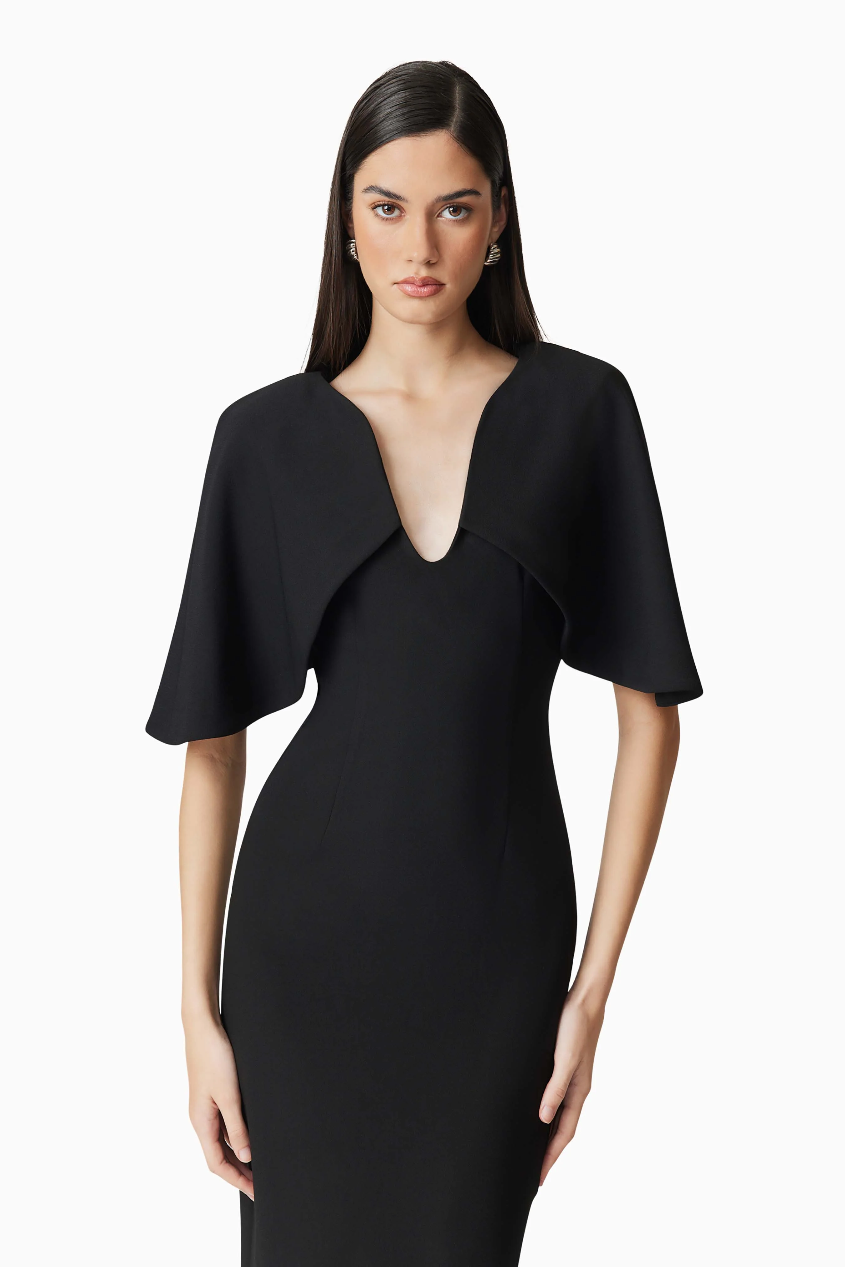 Elliatt Gia Cape Midi Dress - Black - Image 3