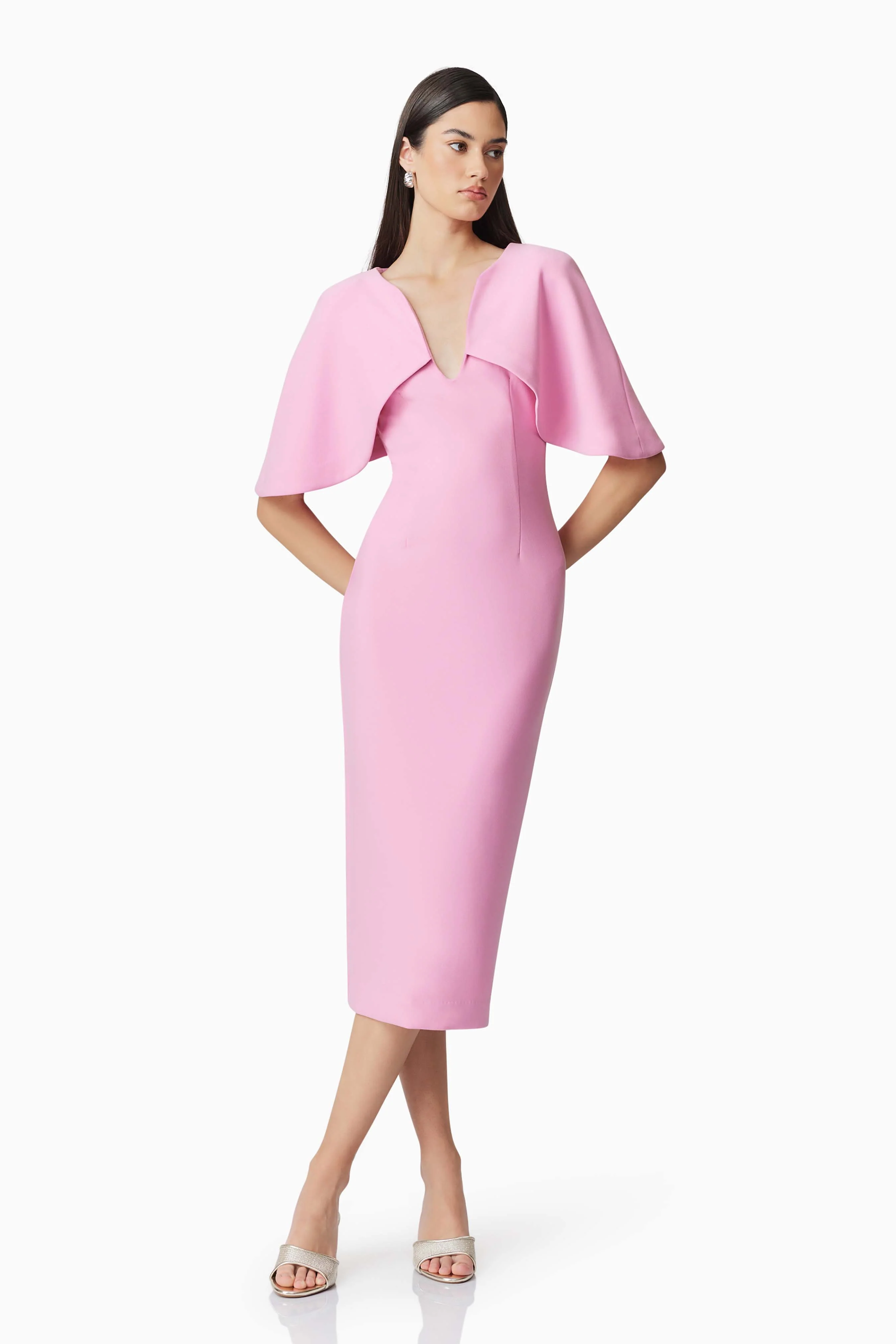 Elliatt Gia Cape Midi Dress - Sugar Pink - Image 2