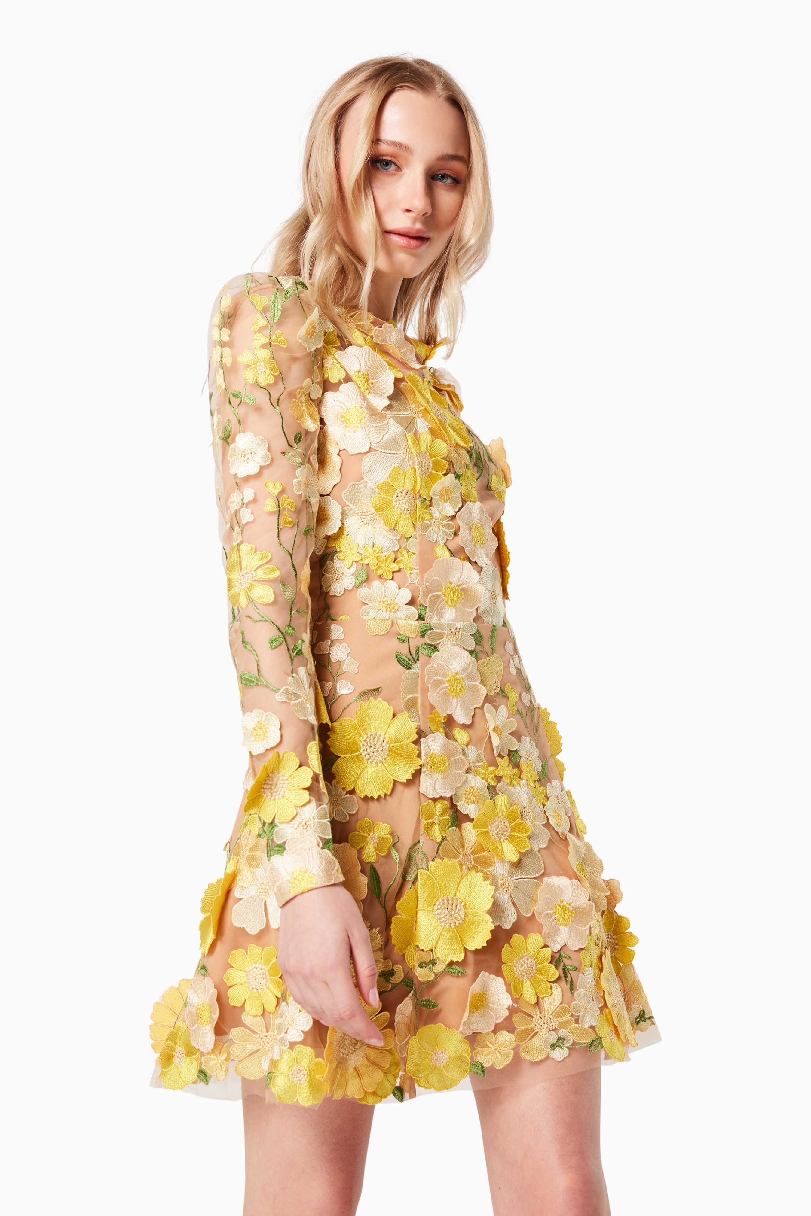 Elliatt Golden Voice Dress - Yellow Multi - Image 3