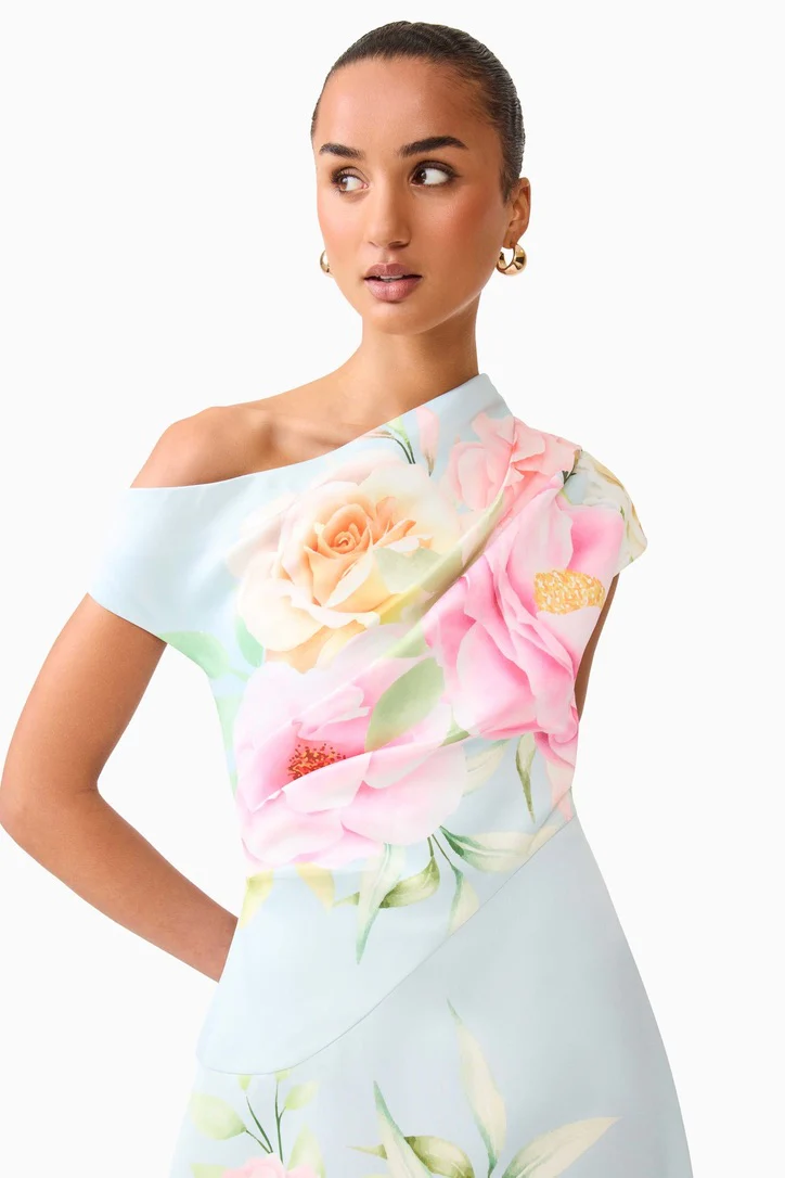 Elliatt Harper Asymmetrical Gown - Baby Blue Floral - Image 5