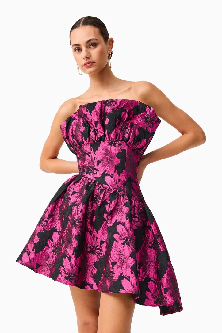 Elliatt Holly Mini Dress - Pink & Black Floral - Image 3
