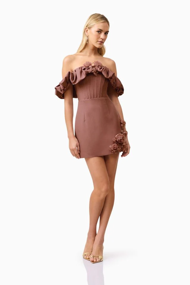 Elliatt Klara Mini Dress - Dark Taupe - Image 2