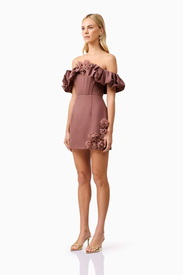 Elliatt Klara Mini Dress - Dark Taupe - Image 3