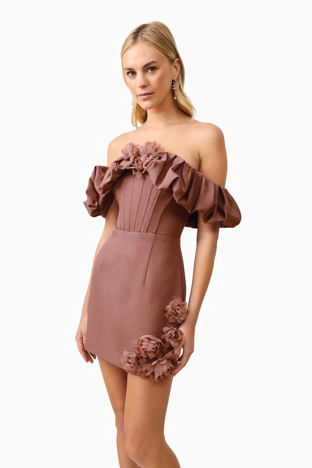 Elliatt Klara Mini Dress - Dark Taupe - Image 4