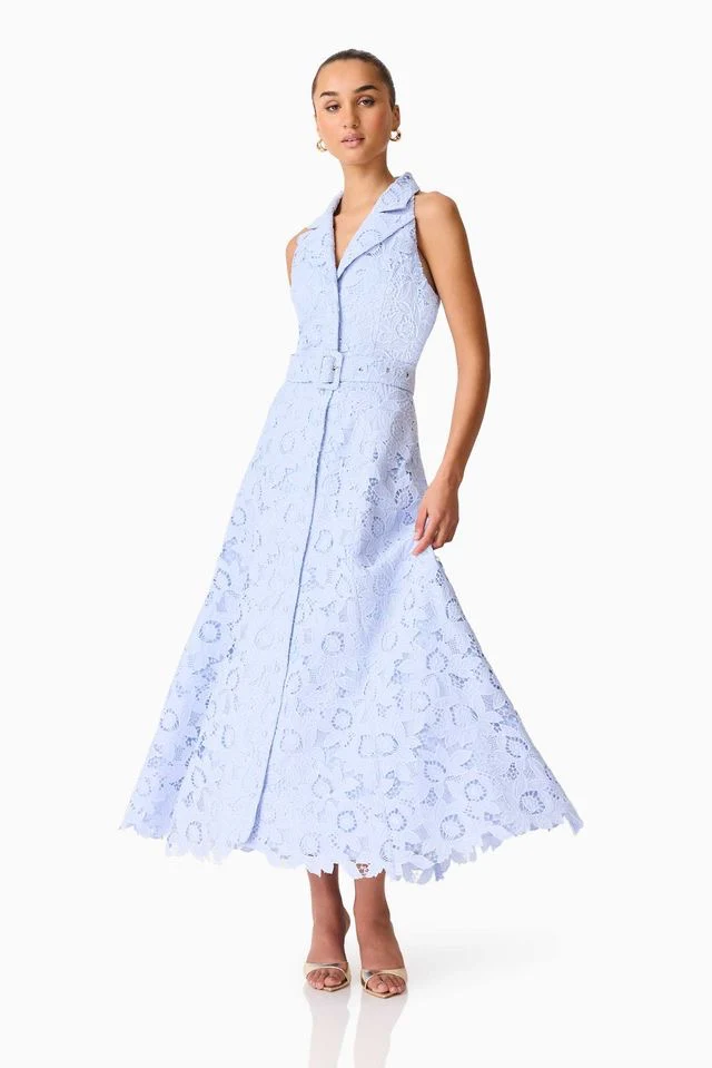 Elliatt Lacy Collared Maxi Dress - Powder Blue - Image 2