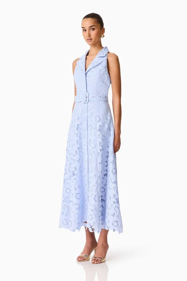 Elliatt Lacy Collared Maxi Dress - Powder Blue - Image 4