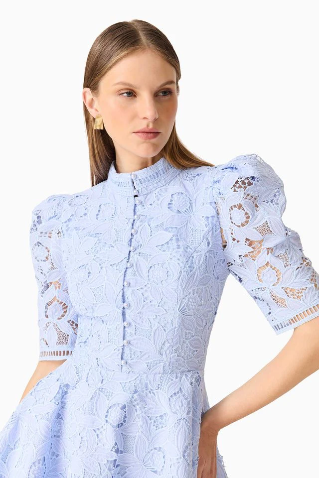 Elliatt Lacy Puff Sleeve Mini Dress - Powder Blue - Image 6