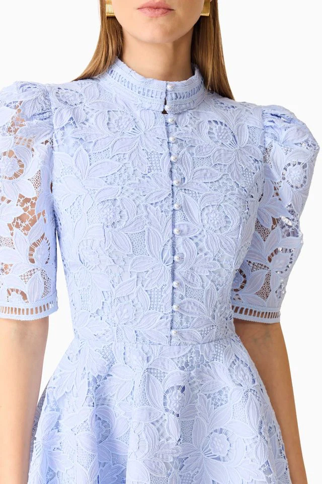 Elliatt Lacy Puff Sleeve Mini Dress - Powder Blue - Image 7