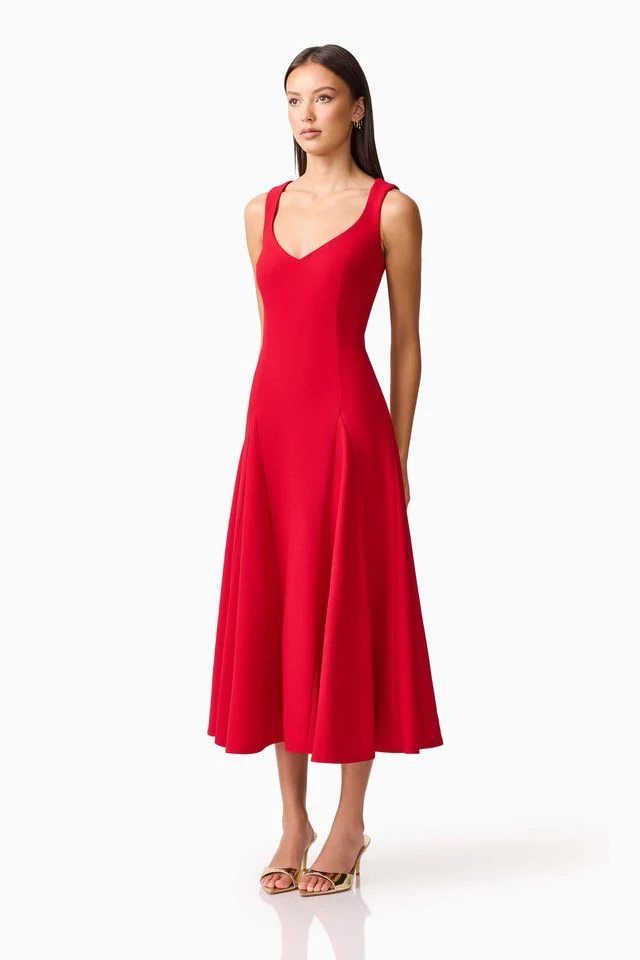 Elliatt Lila A-Line Midi Dress - Red - Image 3