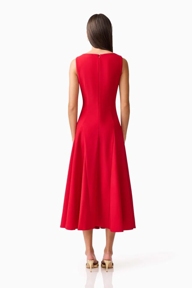 Elliatt Lila A-Line Midi Dress - Red - Image 7