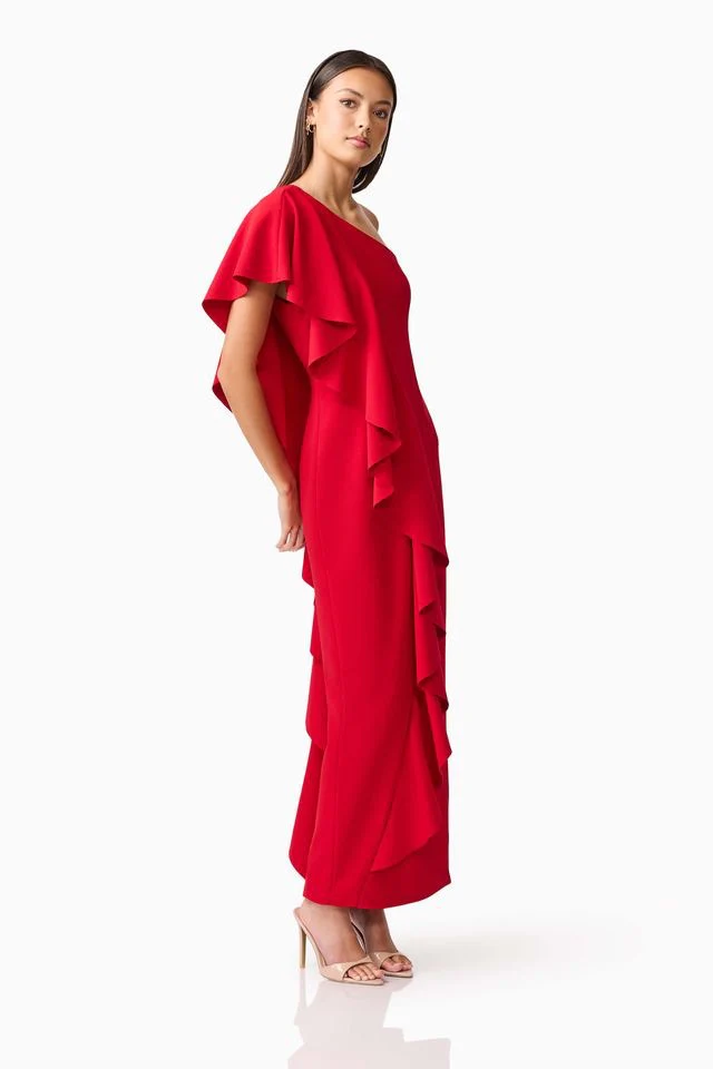 Elliatt Lila Asym Gown - Crimson - Image 3