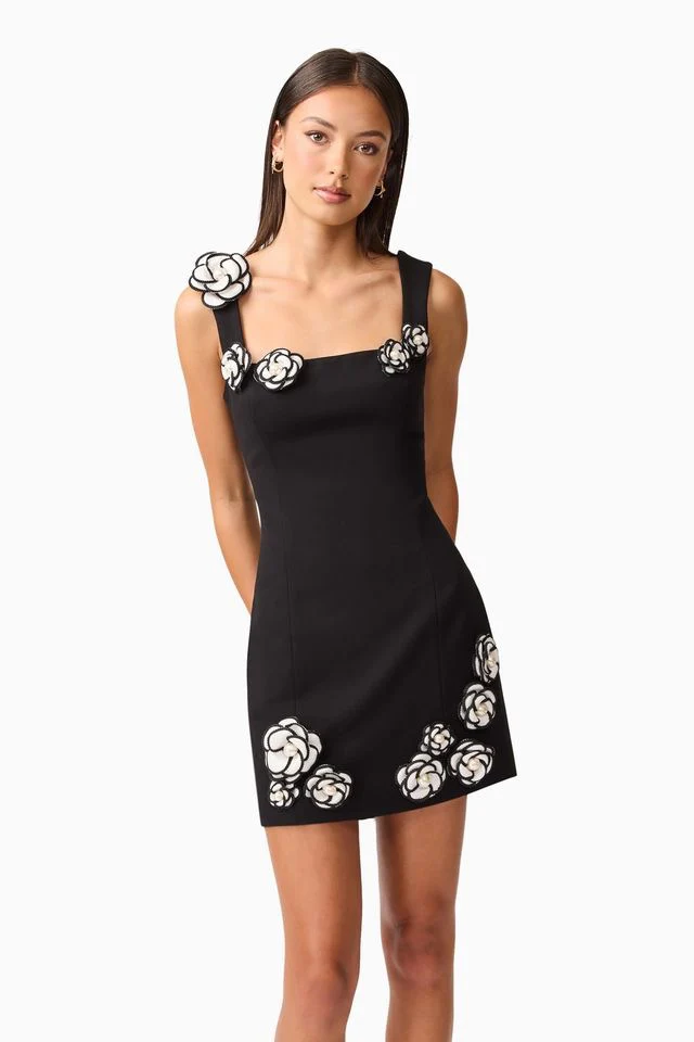 Elliatt Marina Mini Dress - Black White - Image 4