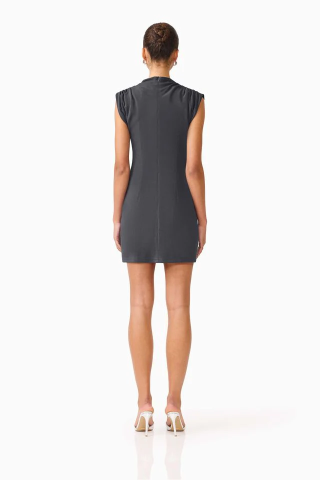Elliatt Marisol High Neck Mini Dress - Charcoal - Image 4