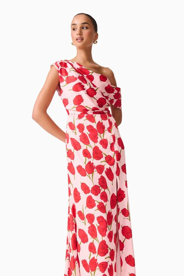 Elliatt Meila Asym Gown - Pink Floral Print - Image 5