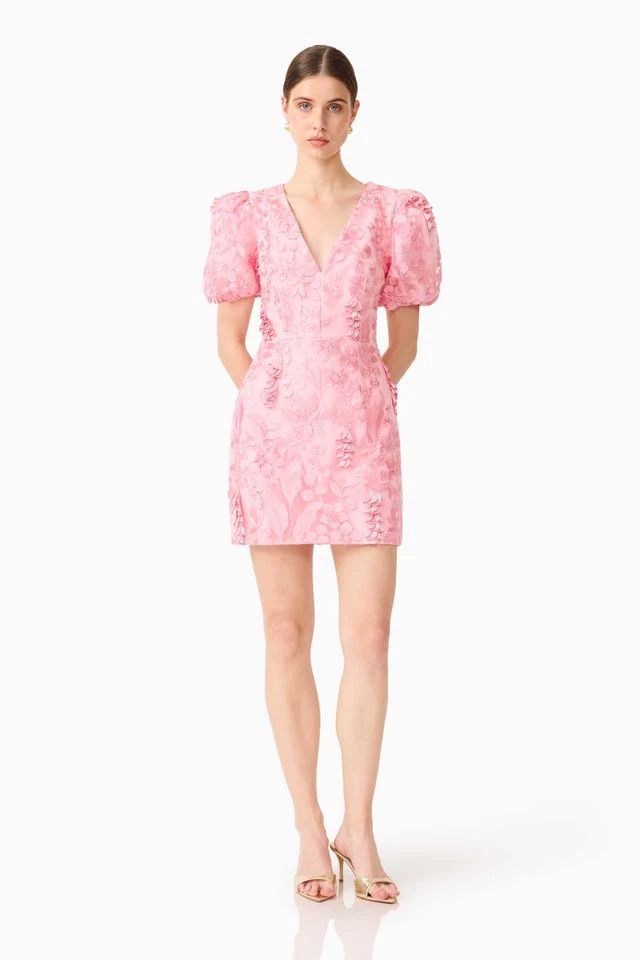 Elliatt Monique Puff Sleeve Mini Dress - Pink - Image 2