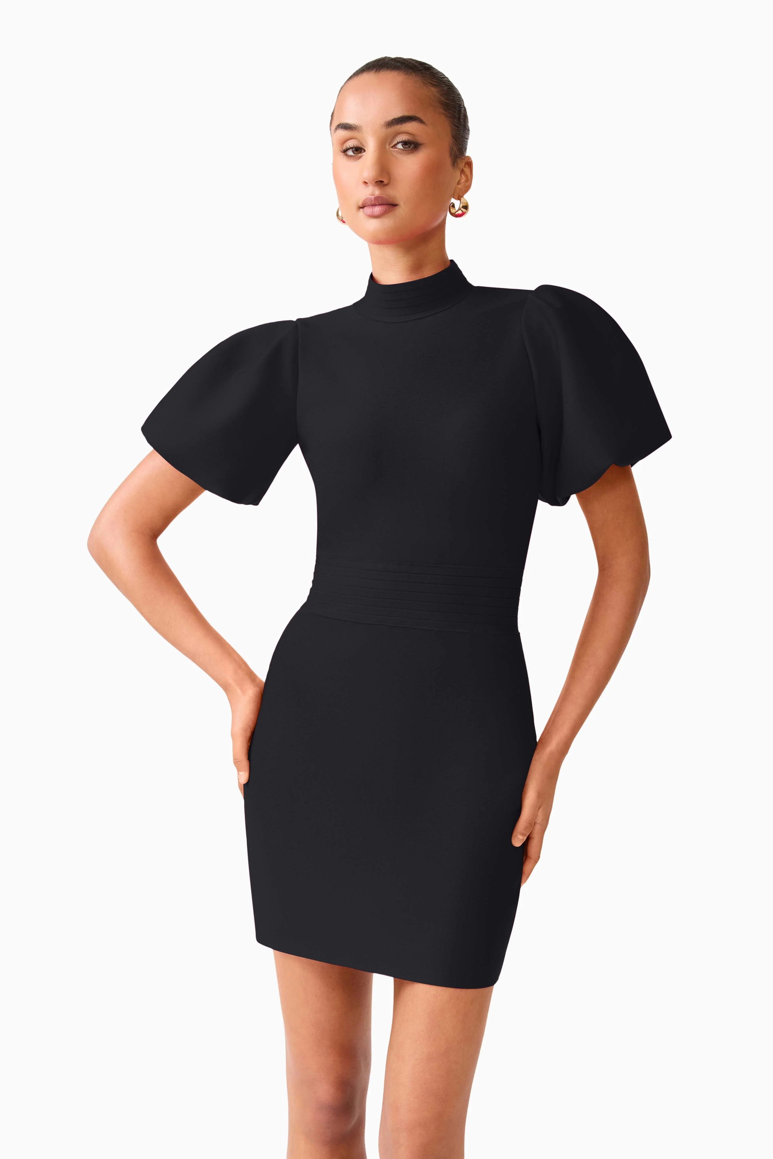 Elliatt Naomi Puff Sleeve Mini Dress - Black - Image 2