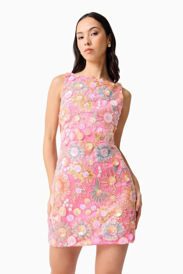Elliatt Nathalie Shift Mini Dress - Pink Floral - Image 3