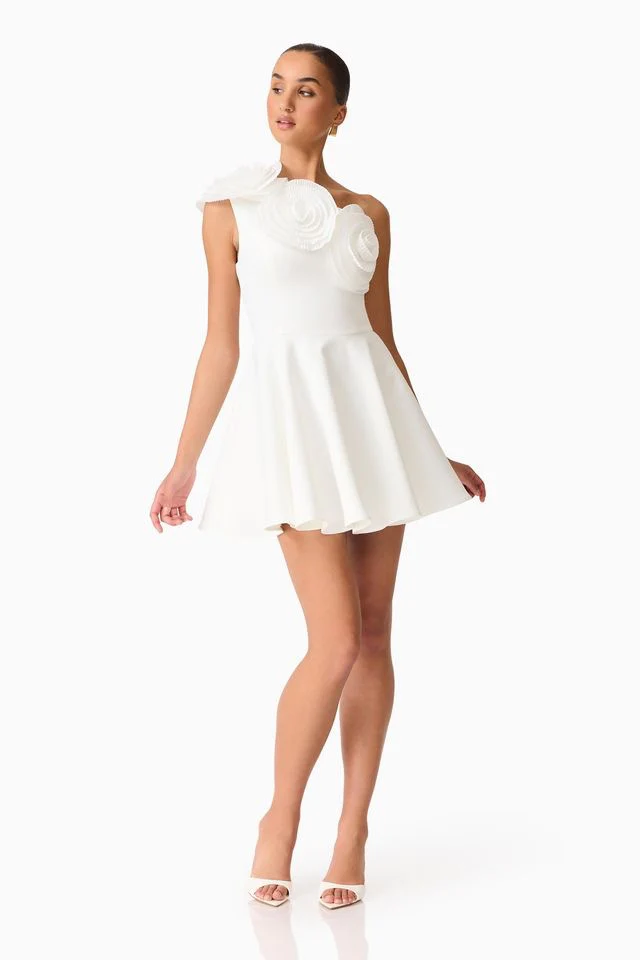 Elliatt Noralyn One Shoulder Mini Dress - White - Image 2