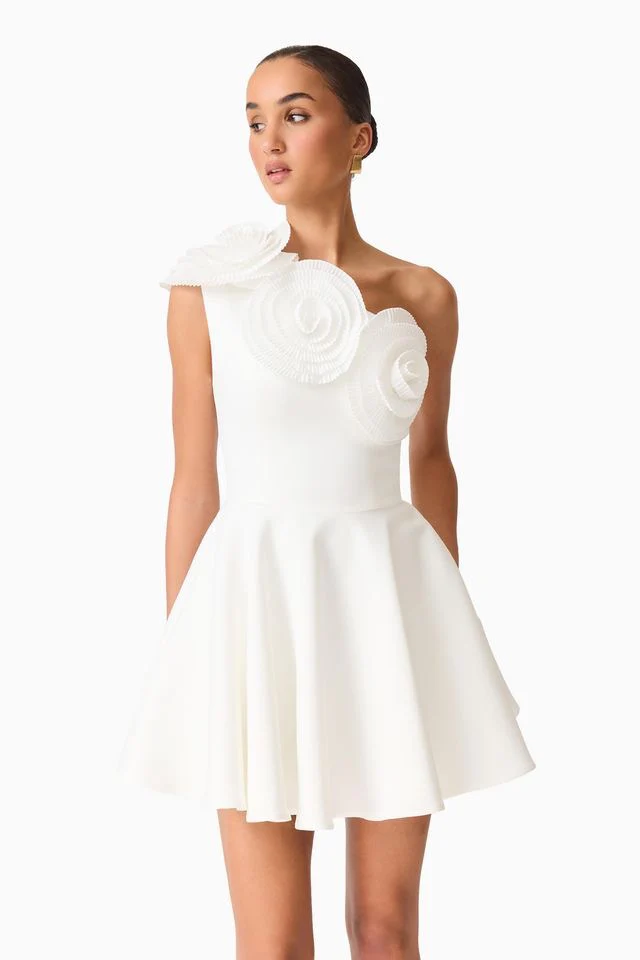 Elliatt Noralyn One Shoulder Mini Dress - White - Image 4