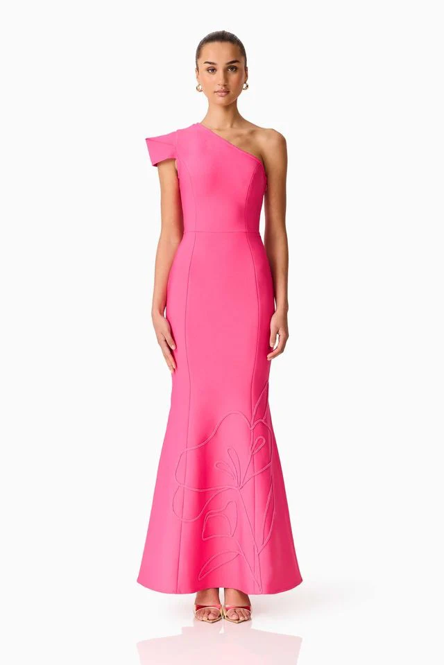 Elliatt Opline One Shoulder Gown - Hot Pink
