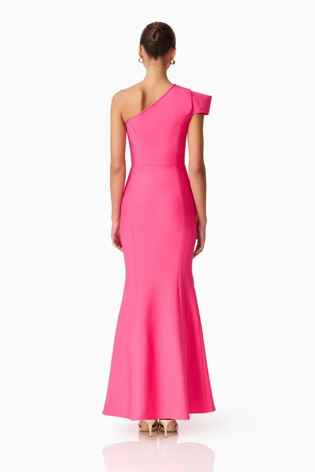 Elliatt Opline One Shoulder Gown - Hot Pink - Image 7