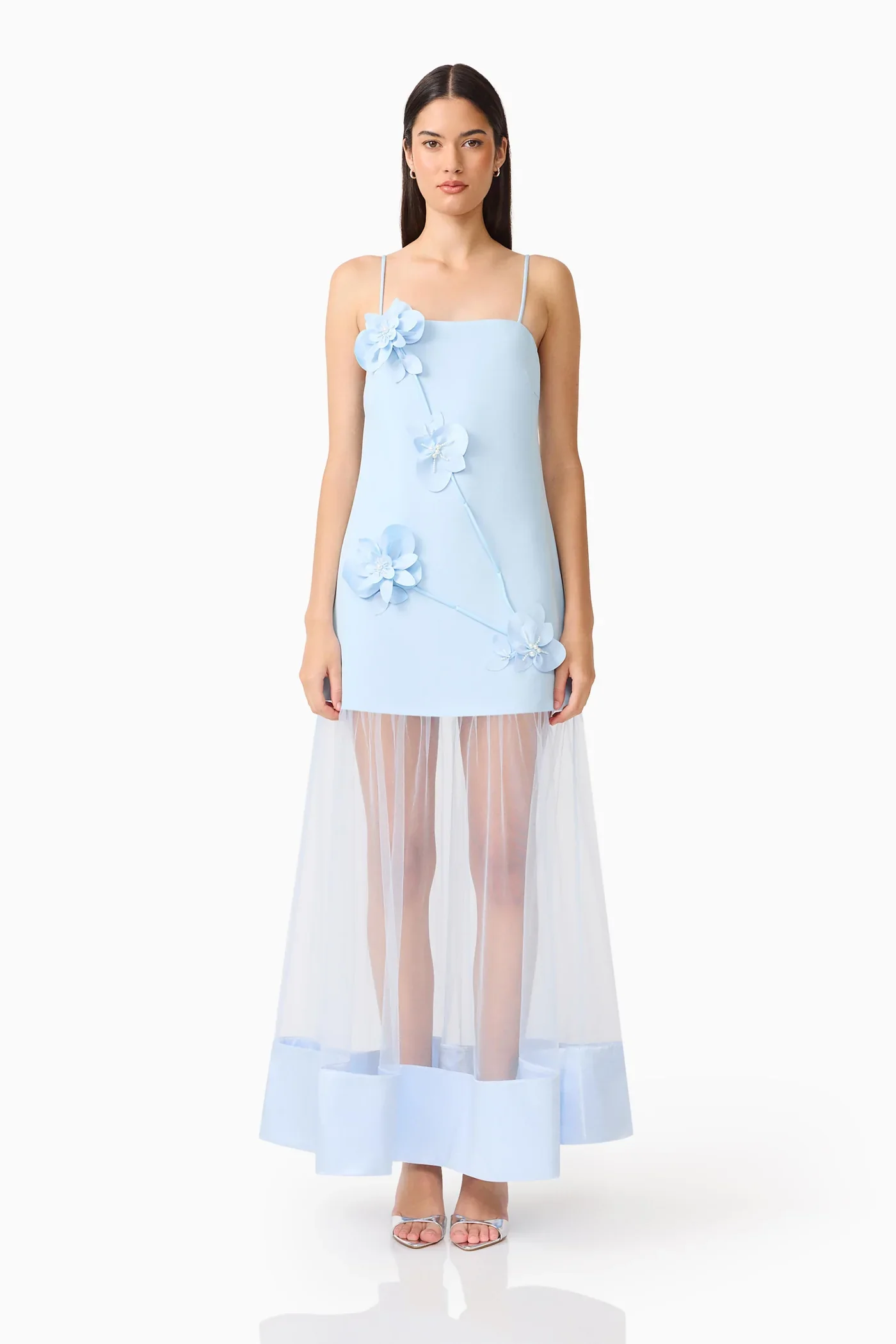 Elliatt Reina 3D Floral Gown - Sky Blue