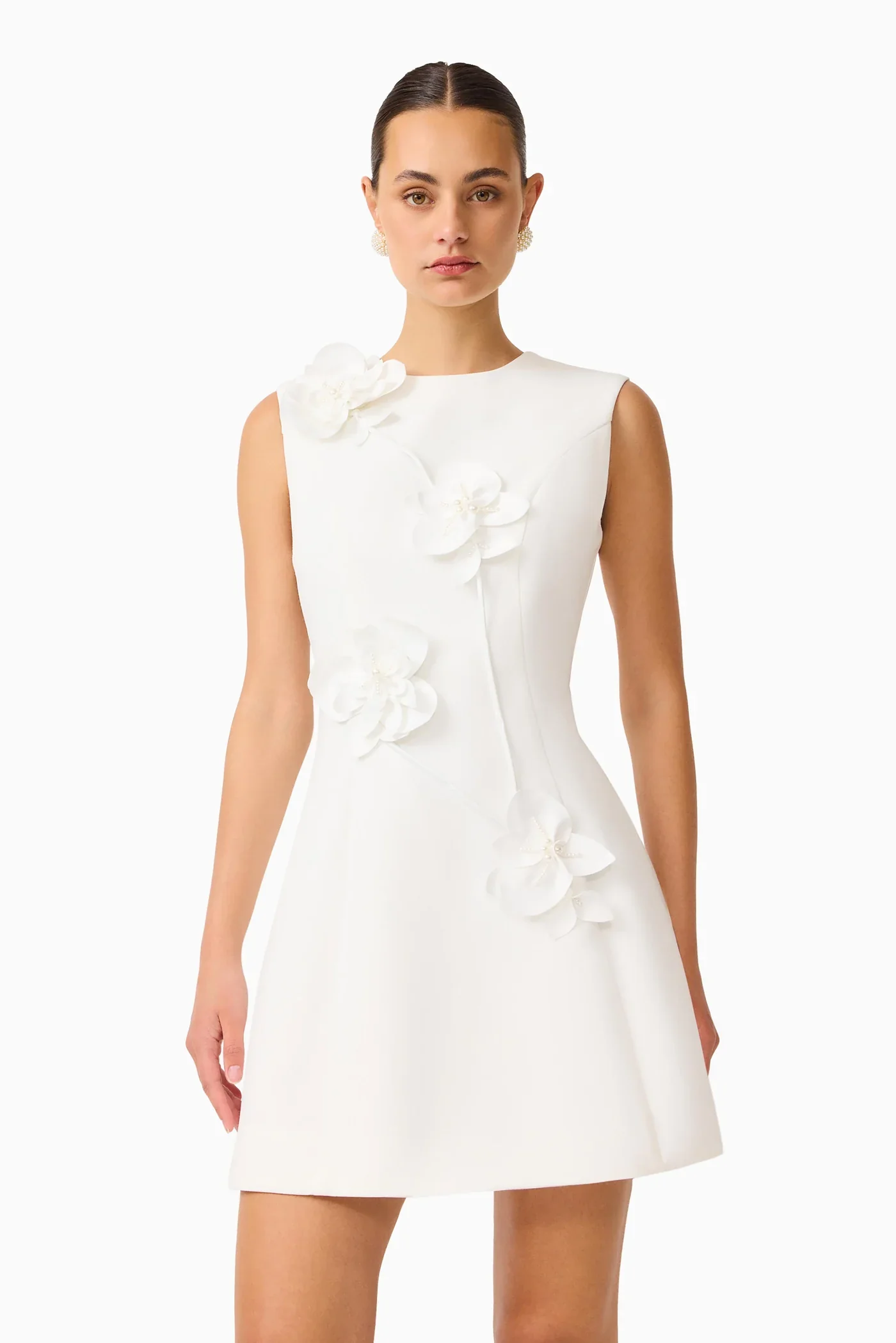 Elliatt Reina 3D Floral Mini Dress - White - Image 4