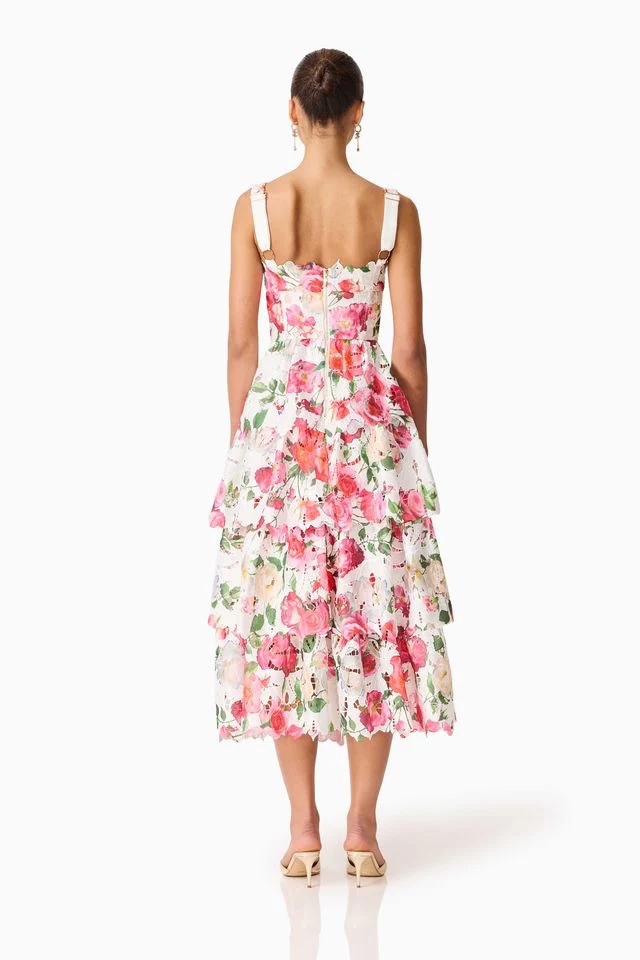 Elliatt Roselle Frill Midi Dress - White Floral - Image 6