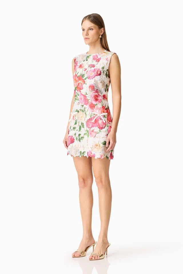 Elliatt Roselle Shift Mini Dress - White Floral - Image 3