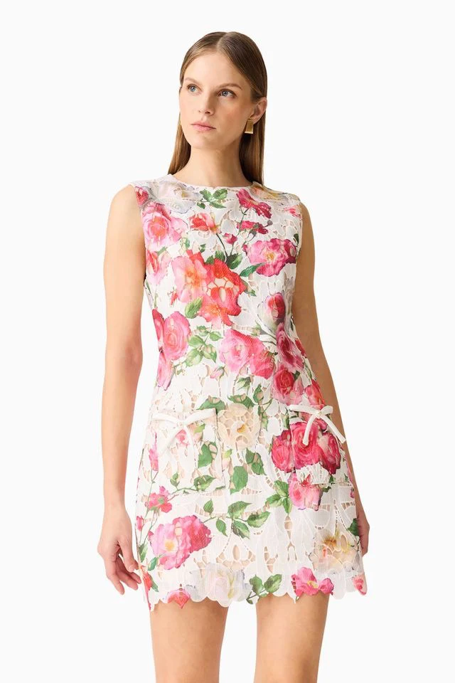 Elliatt Roselle Shift Mini Dress - White Floral - Image 4