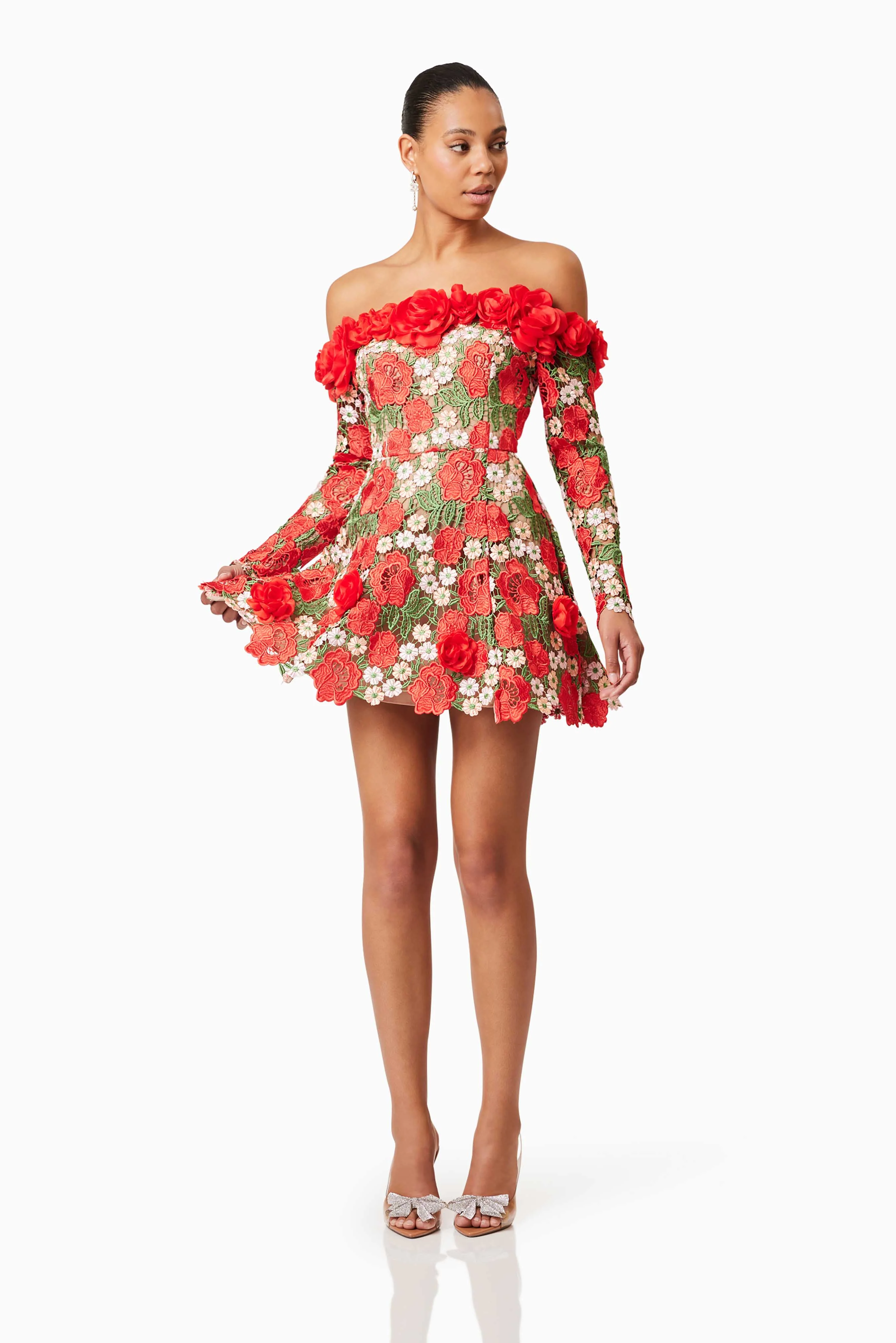 Elliatt Roselyn Long Sleeve Dress - Red Multi - Image 2