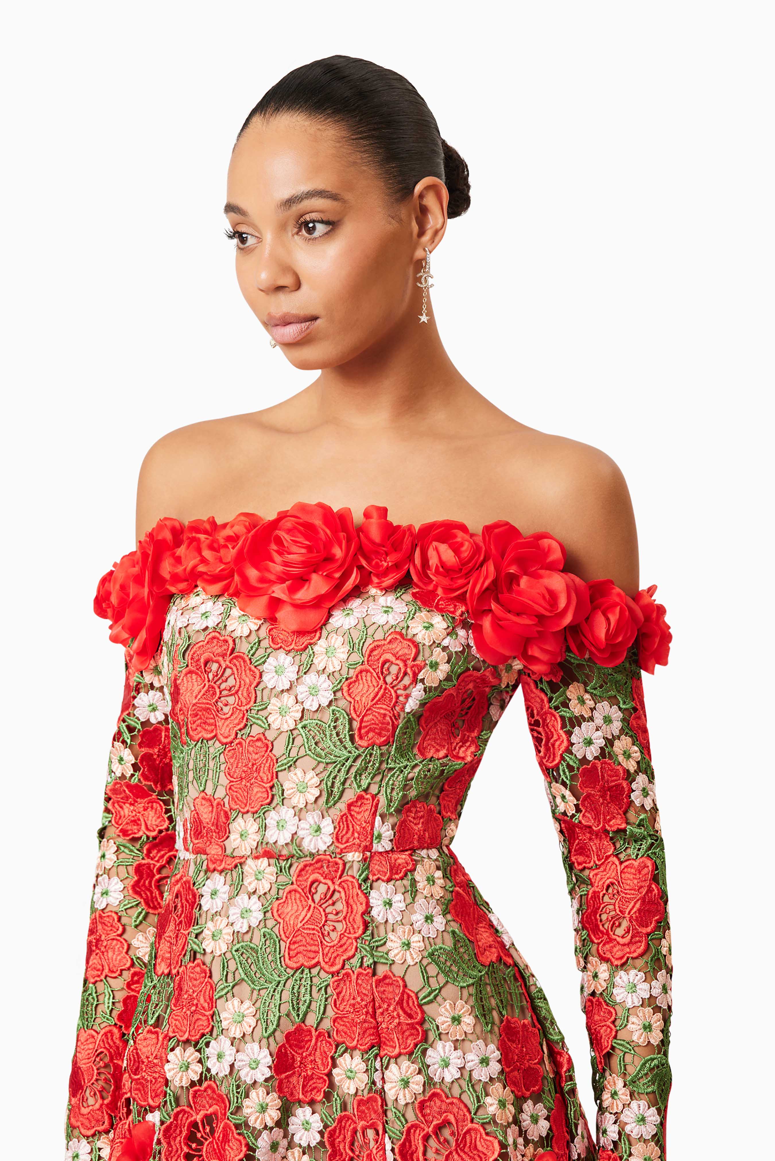Elliatt Roselyn Long Sleeve Dress - Red Multi - Image 3