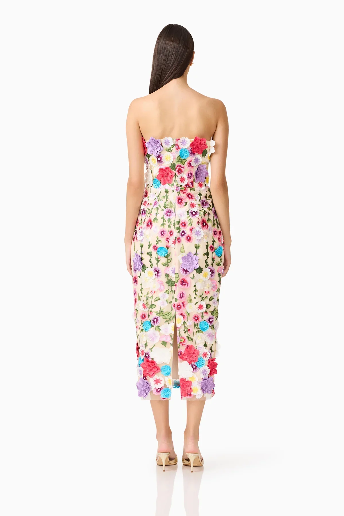 Elliatt Rosette Strapless Midi Dress- Multi Floral - Image 3