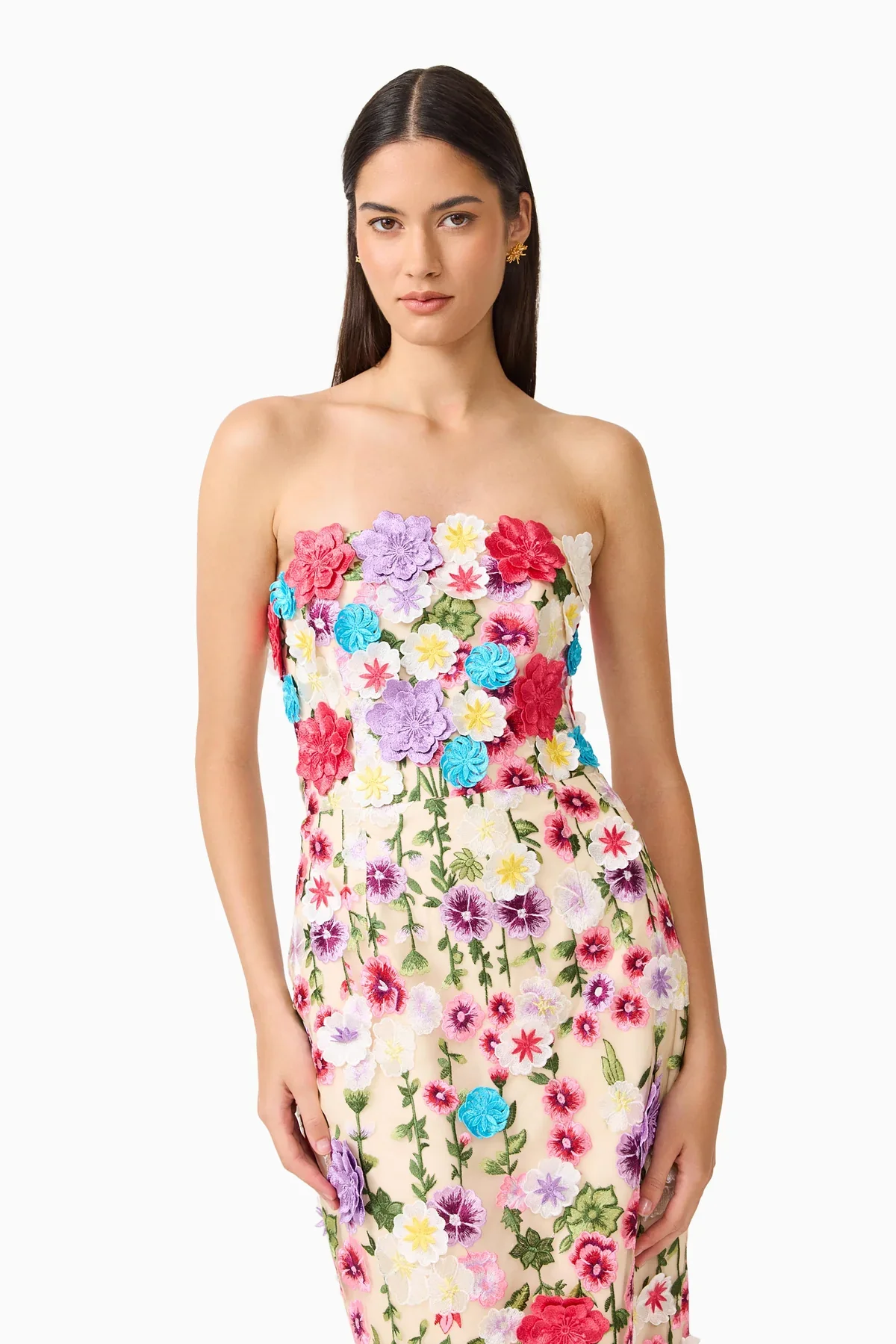 Elliatt Rosette Strapless Midi Dress- Multi Floral - Image 4