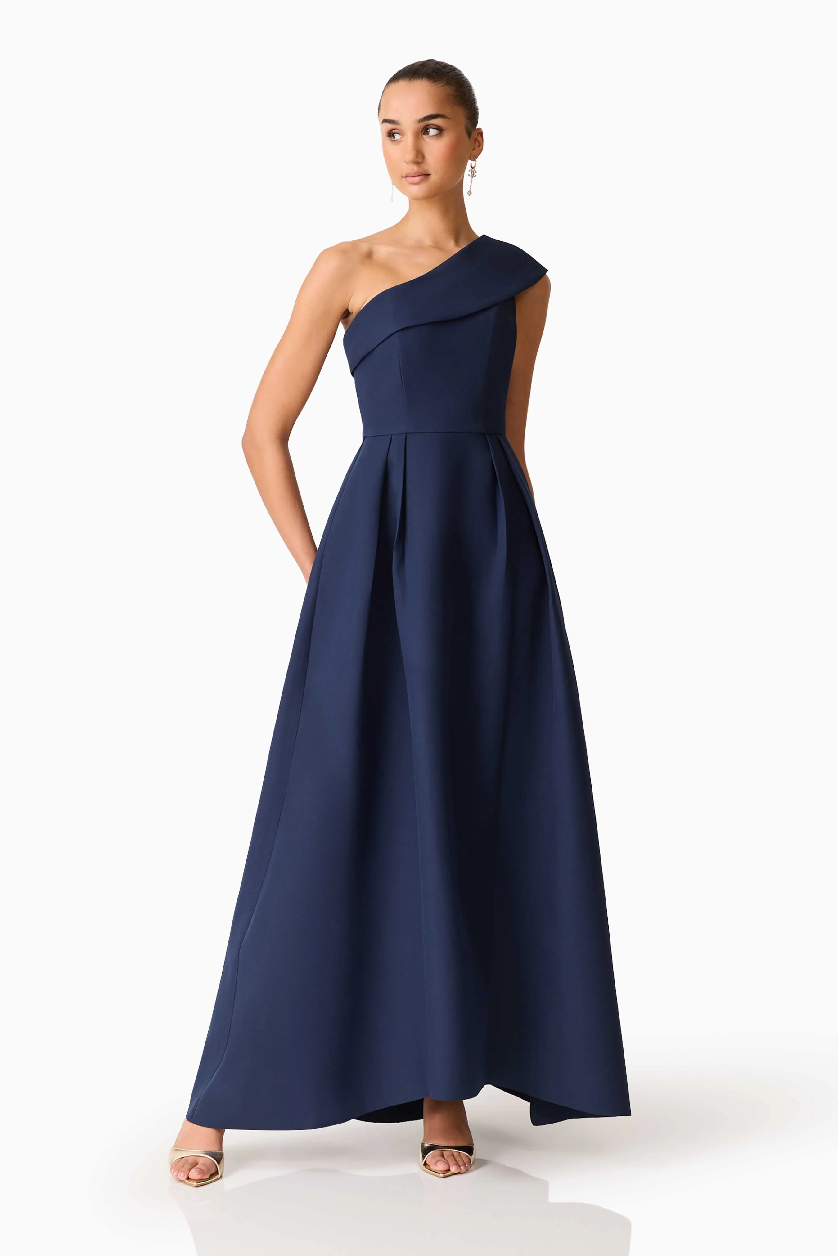 Elliatt Saphine One Shoulder Gown - Navy - Image 2