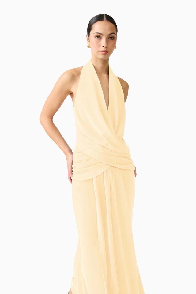 Elliatt Simone Cowl Neck Gown - Butter Yellow - Image 3