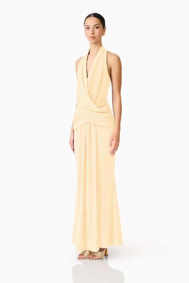 Elliatt Simone Cowl Neck Gown - Butter Yellow - Image 4